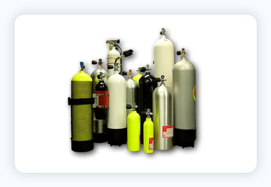 Steel and aluminum scuba cylinders for hydrostatic testing